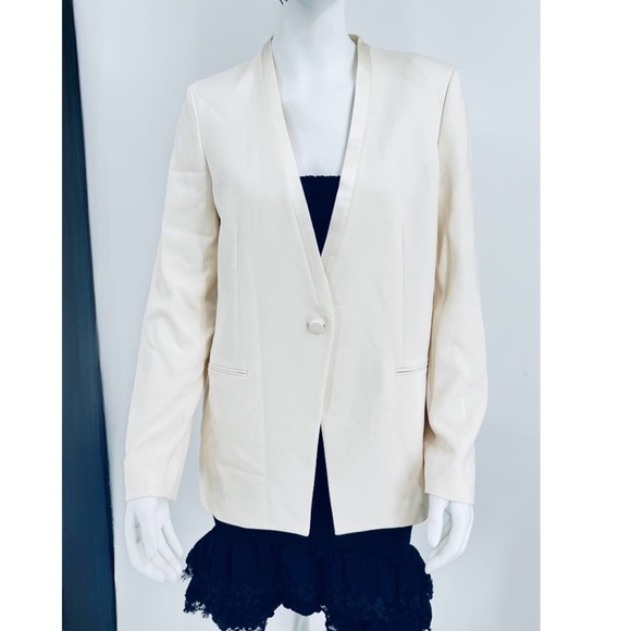 THEORY Admiral Crepe Clean Cut Tuxedo Tux One Button Jacket Fitted Blazer Size 6 - Picture 9 of 10